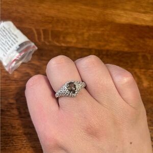 Elegant Silver and Brown Gemstone Ring